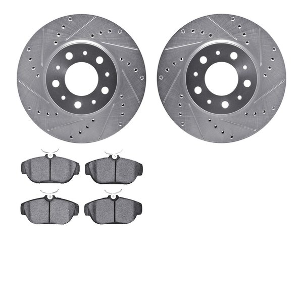 Dynamic Friction Co 7602-27014, Rotors-Drilled and Slotted-Silver with 5000 Euro Ceramic Brake Pads, Zinc Coated 7602-27014